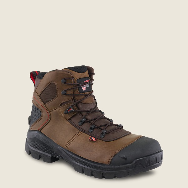 Red Wing Safety Boots Mens Brown/Black - Crv™ - 6-inch Toe - 7651394-KR